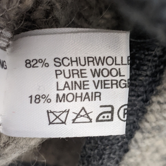 Stapf Boiled Mohair Wool Cable Knit Gray Button Front Cardigan Size 36 Small - Picture 5 of 6